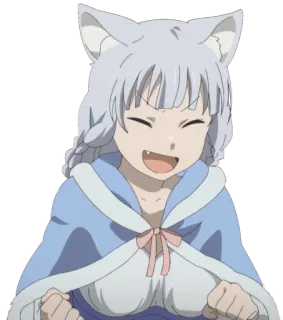 😆 anime, cute, cat ears, girl, smiling, happy, furry telegram sticker