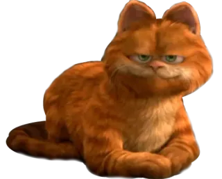 😊 Garfield cat, cartoon, Garfield, orange, animal telegram sticker