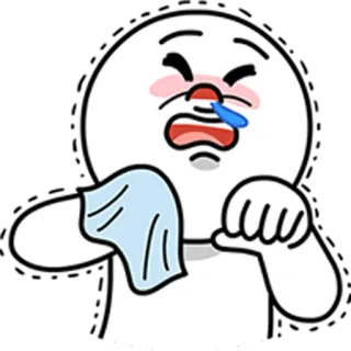 😪 malato, raffreddore, influenza, fazzoletto, starnuto, cartone animato, personaggio telegram sticker