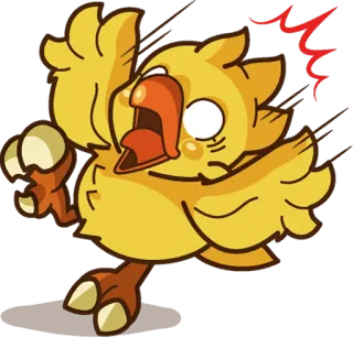 😱 นก, สีเหลือง, การ์ตูน, ลูกเจี๊ยบ, กลัว telegram sticker