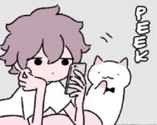 👀 PEEK katze, anime, süß, kawaii, cartoon, handy, spähen telegram sticker