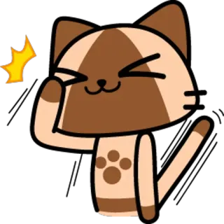 😼 고양이, 인사, 귀여운, 스티커, 갈색, 움짤 telegram sticker