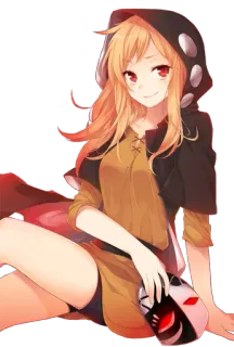 ☺️ anime, girl, hoodie, mask, red eyes, female telegram sticker
