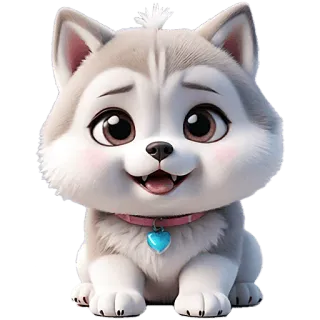 🥹 Hund, Welpe, süß, Cartoon, Tier, Haustier, Husky whatsapp sticker