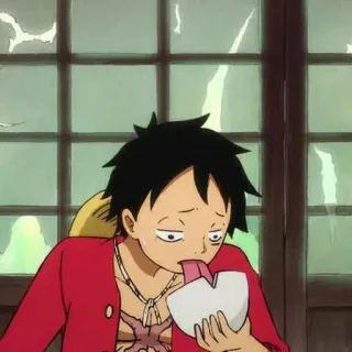 👒 Monkey D. Luffy One Piece Anime, Comiendo, Luffy, One Piece, Personaje telegram sticker