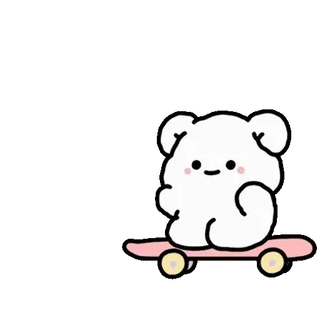 💬 urso, skate, fofo, desenho animado, rosa, animal whatsapp sticker