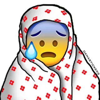 😰 Emoji, Verdrietig, Koud, Dekken, Bloemenpatroon telegram sticker