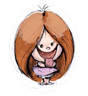 😛 卡通, 女孩, 舌头, 可爱, 素描, 插图 telegram sticker