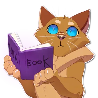 😶 BOOK gato, leyendo, libro, lindo, animal, felino telegram sticker
