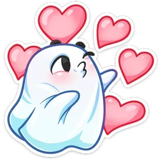 😘 geist, herzen, niedlich, liebe, cartoon, aufkleber whatsapp sticker