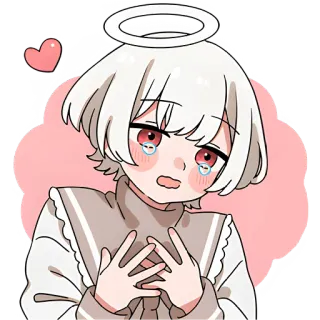 🤷‍♂ นางฟ้า, อนิเมะ, น่ารัก, ร้องไห้, หัวใจ, รัศมี, เศร้า telegram sticker