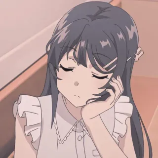 🌼 Mai Sakurajima Rascal Does Not Dream of Bunny Girl Senpai anime, ragazza, Sakurajima, Mai, assonnata, carina telegram sticker