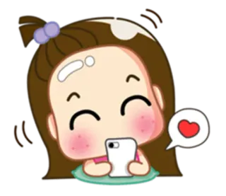 😊 cartoon, girl, love, heart, chat, phone whatsapp sticker