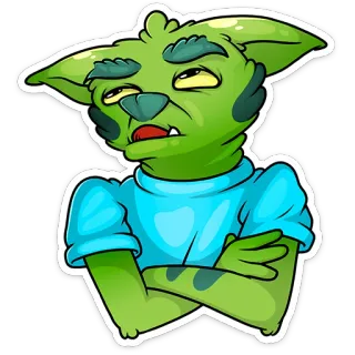 😑 goblin, criatura, verde, desenho animado, fantasia, personagem, adesivo whatsapp sticker
