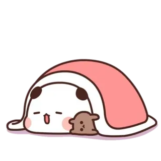 😴 lindo, kawaii, dormilón, panda, manta, dibujos animados, animal, acostado whatsapp sticker