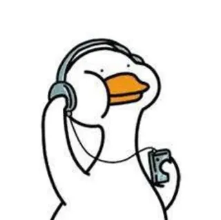 🌟 duck, headphones, music, cartoon, animal, bird telegram sticker