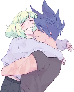 🤗 hug, couple, love, affection, embrace, anime style, cartoon, friendship telegram sticker