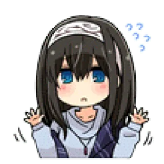 👋 Anime, Chica, Linda, Chibi, Signos de interrogación, Confundida telegram sticker