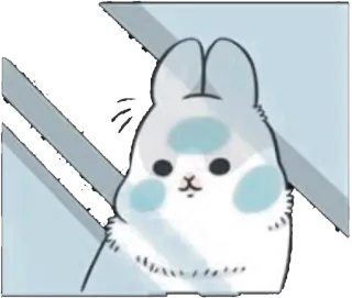 😯 konijn, schattig, dier, sticker, blauw telegram sticker