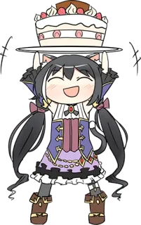 🎂 anime, catgirl, cake, cute, character, illustration telegram sticker