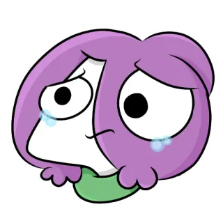 😢 เศร้า, ร้องไห้, สีม่วง, การ์ตูน, อารมณ์, น้ำตา, เสียใจ telegram sticker