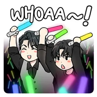 🥳 WHOAA~! excited, glow sticks, celebration, party, friends, happy telegram sticker