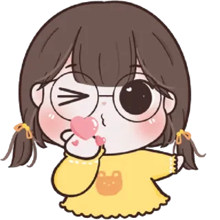 🥨 carino, cartone animato, ragazza, kawaii, amore, cuore, occhiolino telegram sticker