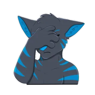 😒 퍼리, 수인, 고양이, 실망, Facepalm, 밈, 이모티콘, 반응 whatsapp sticker