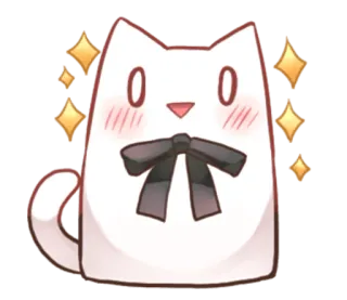✨ gato, lindo, kawaii, animal, blanco, lazo, brillos whatsapp sticker