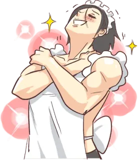 🤤 메이드, 애니메이션, 여장, 반짝이, 만화, 남자 메이드 whatsapp sticker