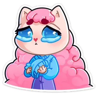 😢 kucing, sedih, menangis, kawaii, lucu, kartun, emosional, stiker telegram sticker