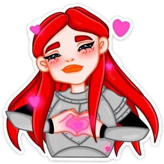 😍 desenho animado, mulher, cavaleiro, armadura, coração, amor whatsapp sticker