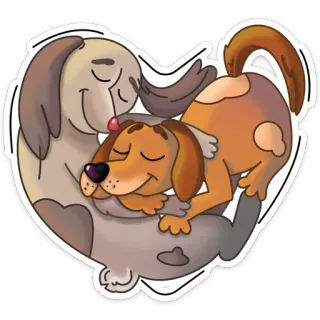 ❤ anjing, lucu, cinta, hewan, hati, kartun telegram sticker
