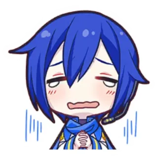 🎤 Kaito Anime, Vocaloid, Kaito, Chibi, Besorgt, Bekümmert telegram sticker