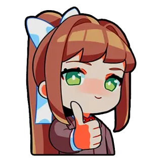 👍 Monika Doki Doki Literature Club! anime, jogo, menina, fofo, polegar para cima whatsapp sticker