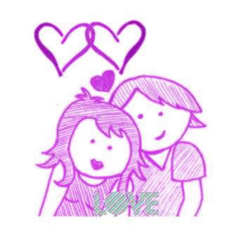 😍 LOVE любовь, пара, сердца, романтика, отношения, мультфильм, иллюстрация, рисунок telegram sticker