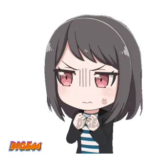 😵 DIGEH!! 生气, 动漫, 可爱, 女孩, 贴纸 whatsapp sticker