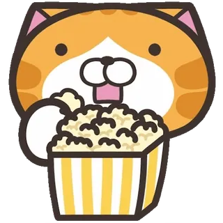 🍿 猫, 爆米花, 吃, 可爱, 卡通 telegram sticker