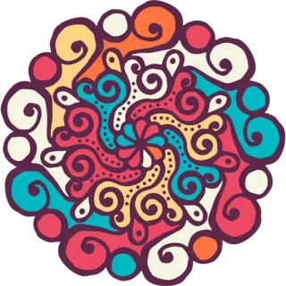 🎨 マンダラ, 装飾的, パターン, カラフル, 花柄, ボヘミアン, 抽象 telegram sticker