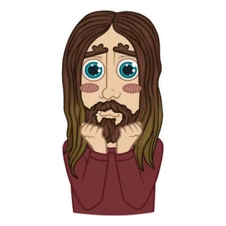 😇 Мультфильм, Мужчина, Борода, Волосы, Глаза telegram sticker