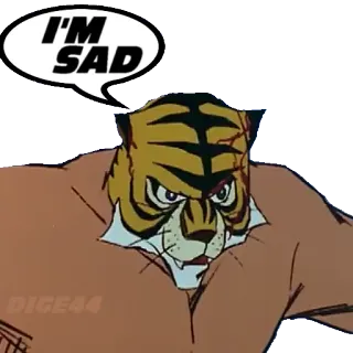 😢 I'M SAD tygrys, zwierzę, smutny, kreskówka, wyrażenie, ssak telegram sticker