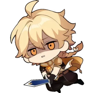 ✨ Aether Genshin Impact Anime, Videospiel, Schwert, Blond, Fantasy telegram sticker