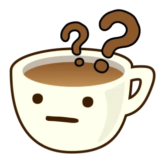 🤔 Kaffee, Tasse, Frage, unsicher, Getränk whatsapp sticker