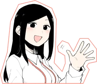 👋 Anime, Mangá, Garota, Acenando, Mulher, Desenho animado, Ilustração telegram sticker