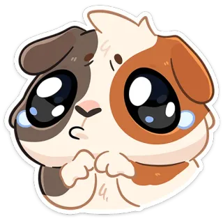 🥺 conejillo de indias, lindo, triste, animal, mascota, llorando, dibujos animados telegram sticker
