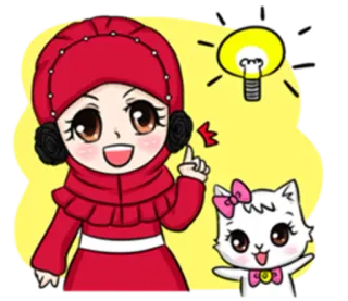 💡 kreskówka, dziewczyna, kot, żarówka, pomysł, naklejka telegram sticker