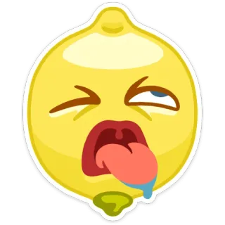 😝 lemon, emoji, sour, food, face, sticker telegram sticker