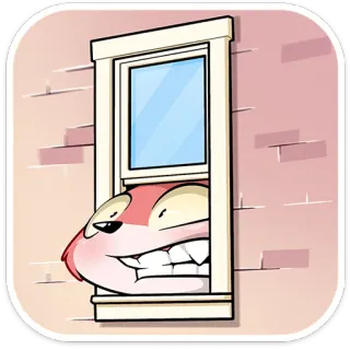 ⏺ Desenho animado, Janela, Animal, Rosto, Engraçado, Feliz telegram sticker