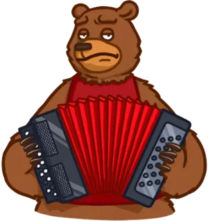 😐 urso, acordeão, música, animal, desenho animado telegram sticker