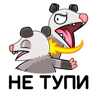 😑 НЕ ТУПИ zarigüeya, bofetada, dibujos animados, agresión, ruso whatsapp sticker